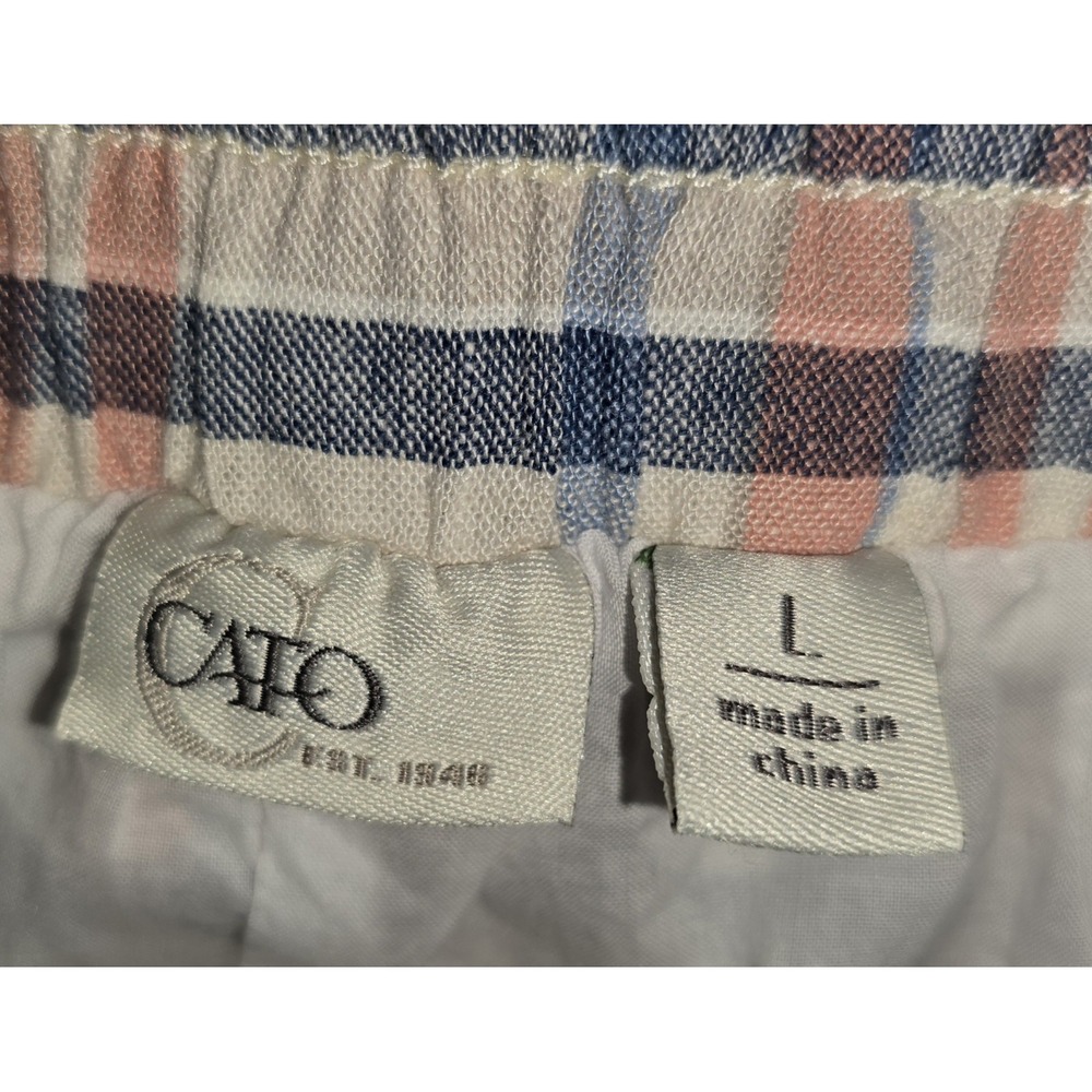 CATO Plaid Linen Blend Skort Pockets Picnic Cottagecore Feminine Preppy Sz L - Picture 3 of 9